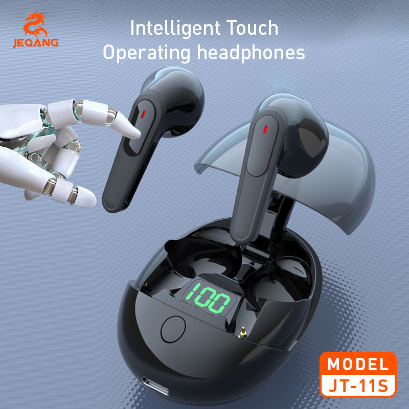 J-T 11 S JEQANG TWS Wireless Earbuds with LED Power Display – Semi-In-Ear Bluetooth Headphones with One-Button Smart Control & Hi-Fi Stereo