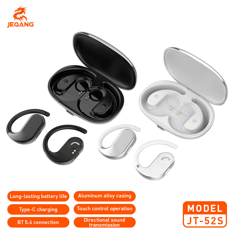 JEQANG's new Bluetooth earphones are ear-hook wireless sports headphones with charging case, touch display, and portability.
