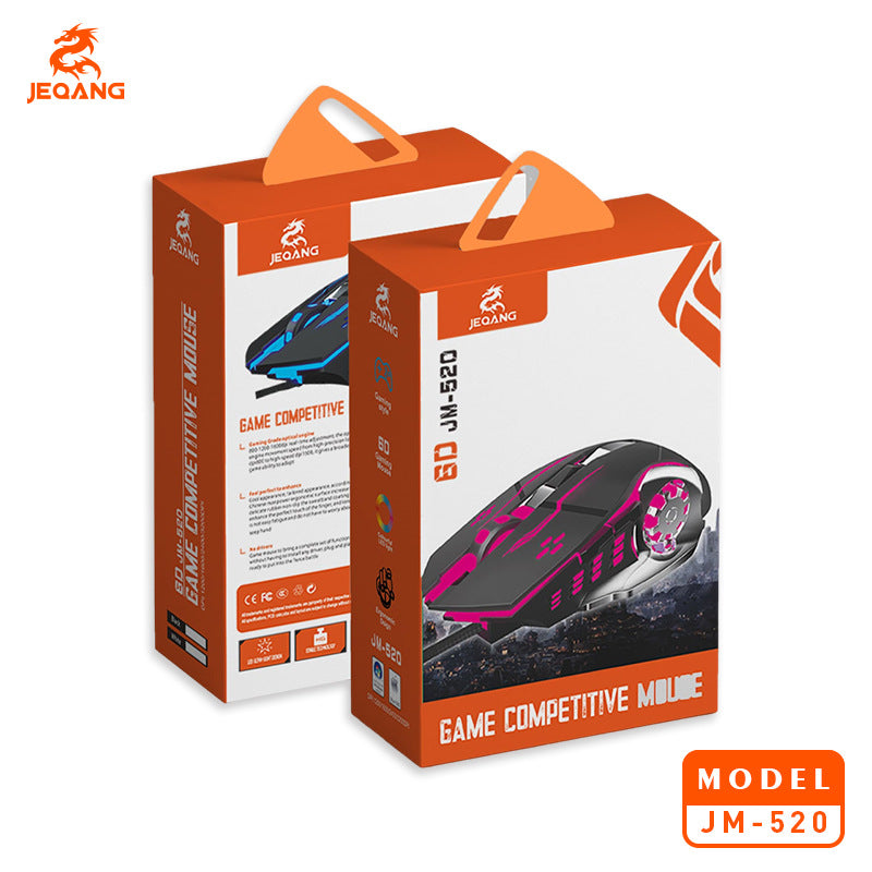 JM-520 JEQANG Wired Mechanical Gaming Mouse – High-Precision Adjustable DPI & Ergonomic Comfort Grip for Pro Gamers
