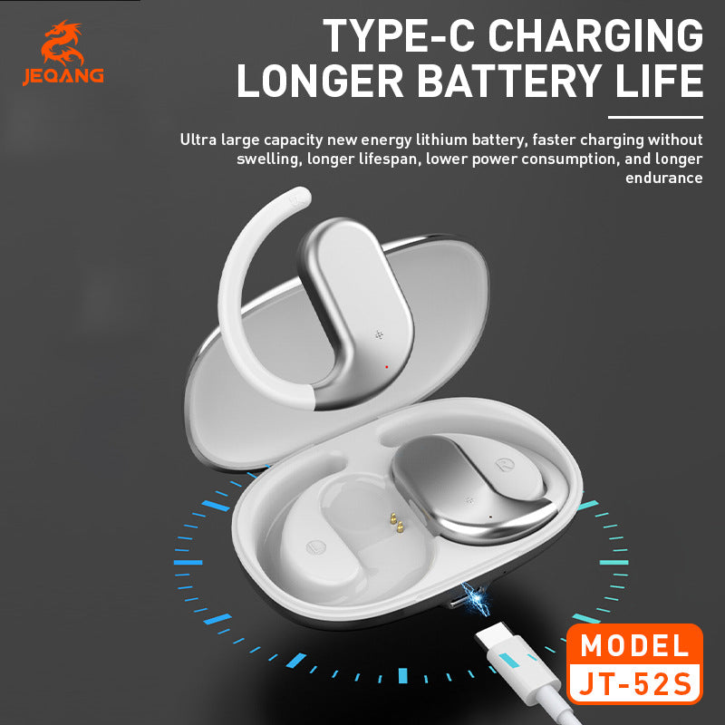 JEQANG's new Bluetooth earphones are ear-hook wireless sports headphones with charging case, touch display, and portability.