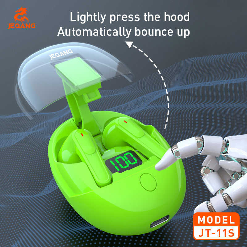 J-T 11 S JEQANG TWS Wireless Earbuds with LED Power Display – Semi-In-Ear Bluetooth Headphones with One-Button Smart Control & Hi-Fi Stereo