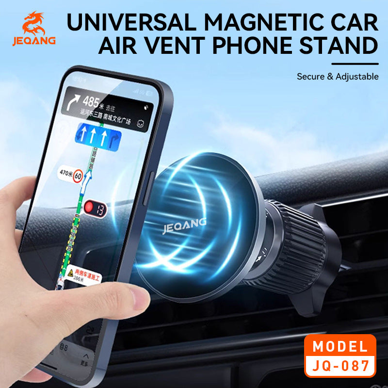 JQ-087 JEQANG Strong Magnetic Car Phone Holder – Universal Air Vent Mount with One-Handed Quick Access & 360° Rotation for GPS Navigation