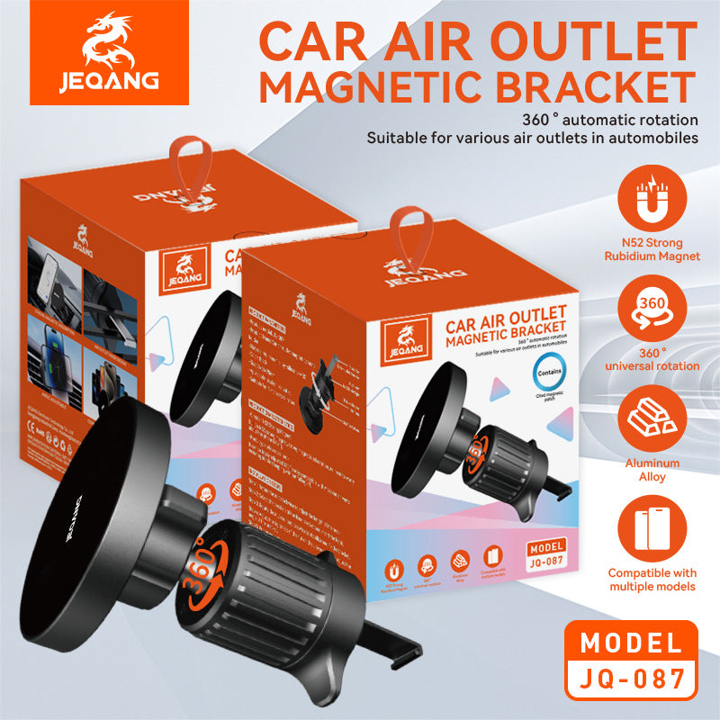 JQ-087 JEQANG Strong Magnetic Car Phone Holder – Universal Air Vent Mount with One-Handed Quick Access & 360° Rotation for GPS Navigation